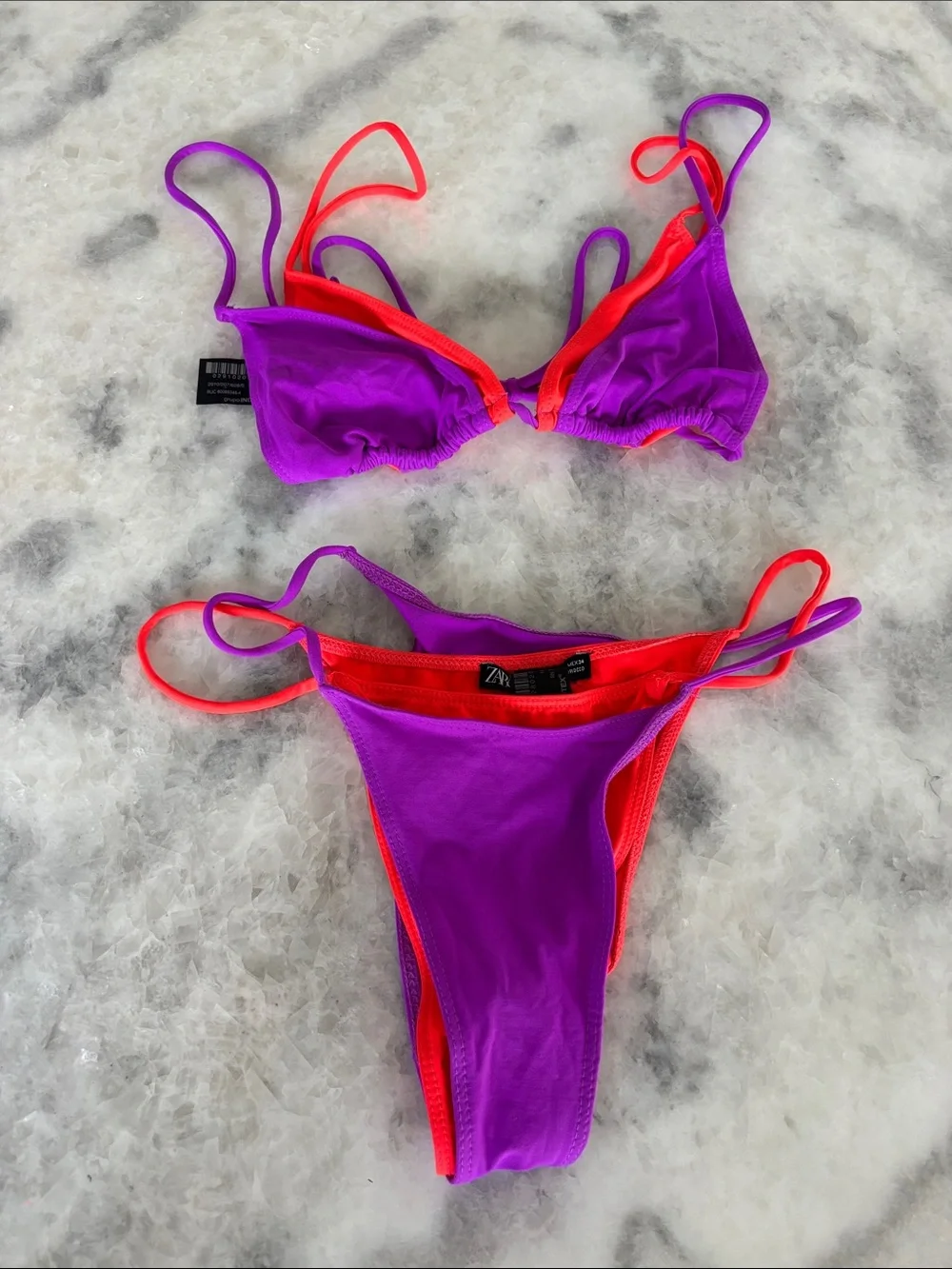 Zara Purple with Neon Pink Trim Bikini Set